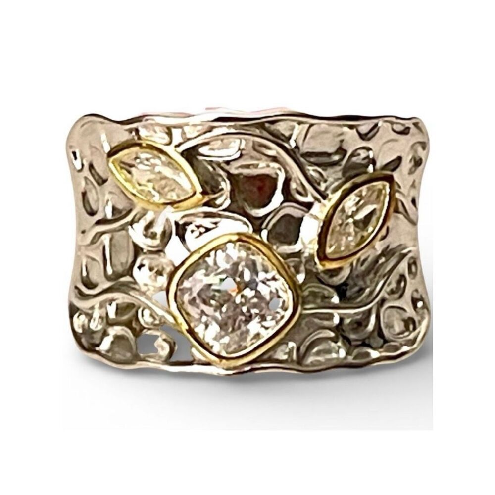 NWT Gorgeous Sz 9 Sterling Silver .925 Thick Abstract Shape Rare Unique Ring